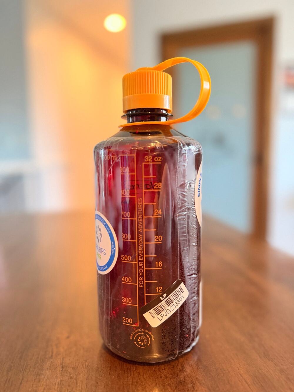 Nalgene Water Bottle Orange Narrow Mouth Lid 32oz